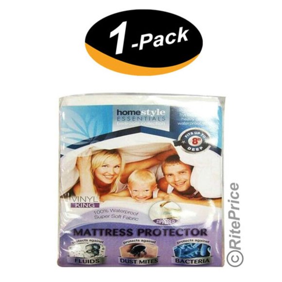 Vinyl Mattress Protector-Waterproof & Dust Mite Proof Durable Cover- King Size - Picture 1 of 11